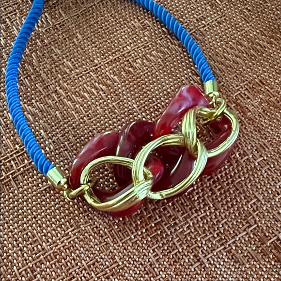 Handmade Trendy Gold and Red Bracelet - Picture 2 of 3